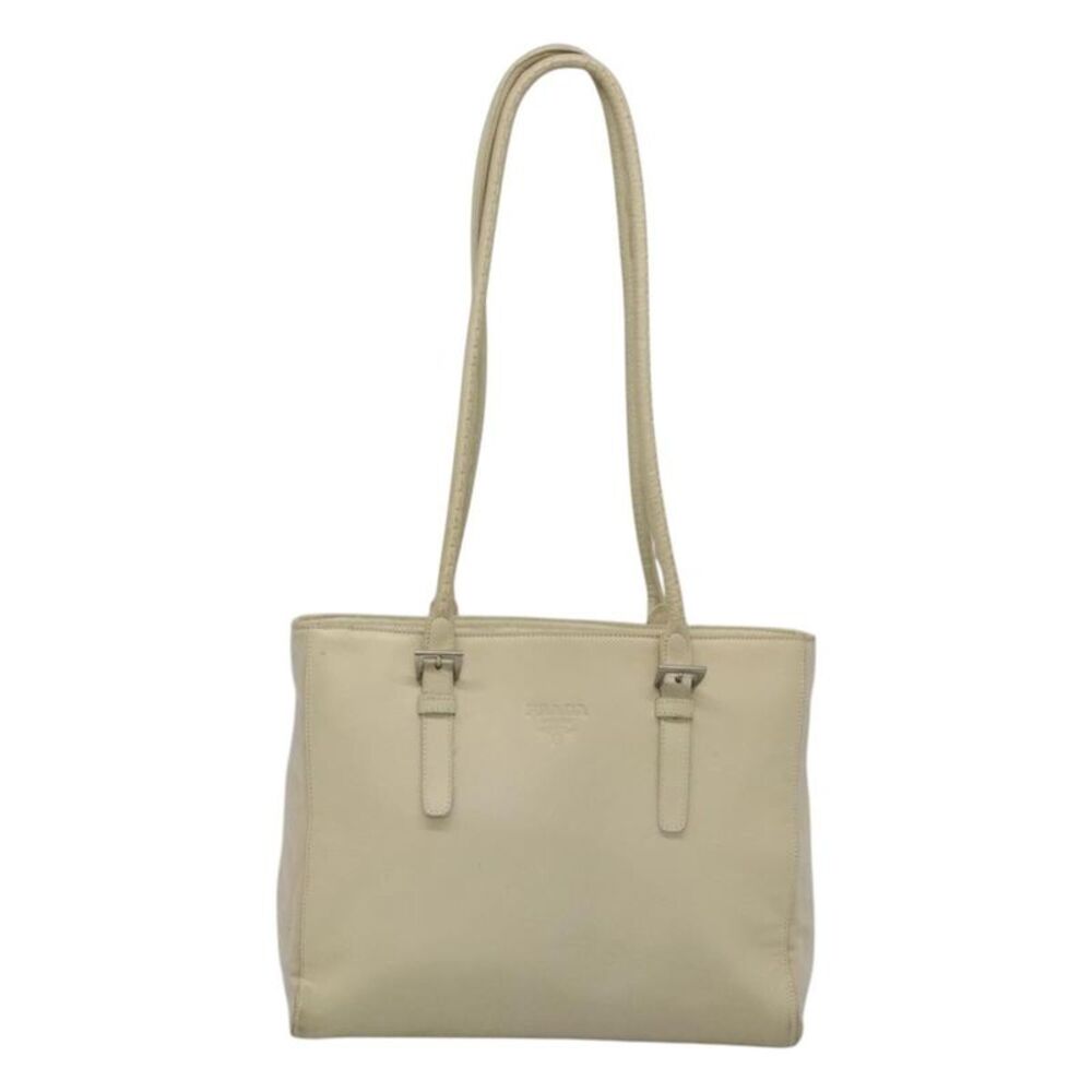 Prada Vintage Nylon And Leather White Leather Shoulder Bag Bag